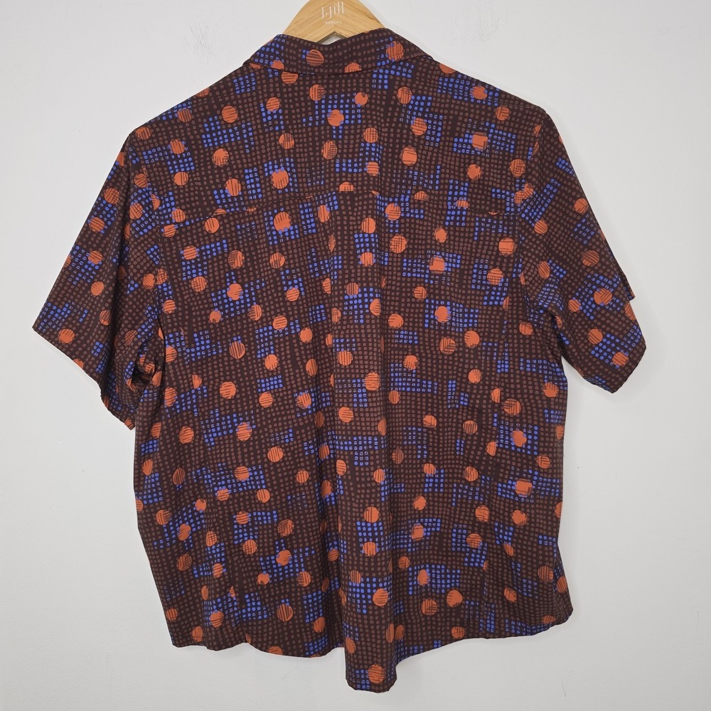 REI COOP Trailmade Shirt Popover Womens Size 1XL Pocket Brown Dots Short Sleeve - Picture 2 of 9